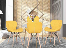 Jiasen - Set di 4 sedie da pranzo imbottite in poliuretano, stile moderno, per soggiorno, sala da pranzo e cucina (giallo)
