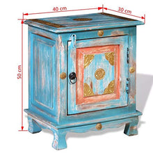 Tidyard- Comodino in Legno, Comodini Vintage Massello di Mango Blu