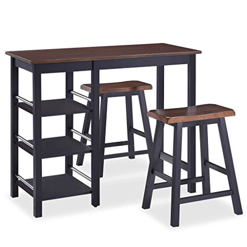 Tidyard Set da Bar 3 pz in MDF Nero,Tavolo e sedie da Cucina,Include 1 Tavolo e 2 sgabelli