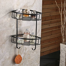 Hiendure® Ottone Parete Triangolo Bagno mensola Angolo a Due Livelli, Bronzo lucidato Olio
