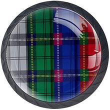 Fantasia scozzese scozzese grigio verde blu rosso Pomelli per Porta Set di 4 Pomelli per Mobili Manopole per Cassetti Cucina Armadio Vetro