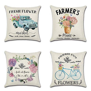 GSYYSZD Fodera per Cuscino, 4 Pezzi di Federa Decorativa Colorata Vivente 45 cm x 45 cm in Cotone e Lino Resistente,04