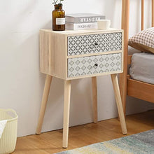 Rebecca Mobili Comodino 2 Cassetti Stile Scandinavo Legno Marrone Chiaro Grigio Arredamento Camera Salotto - 69 x 45 x 30 (H x L x P) - Art. RE6118