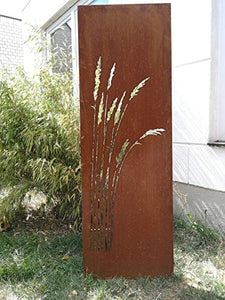 Zen Man 031912-1 - Paravento in metallo ruggine per giardino, 150 x 50 cm