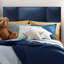 Isolbau Pannello da parete decorativo 3D, cuscino da parete in tessuto, decorazione da parete moderna e imbottita, per camera da letto, letto (60 x 30 cm, rettangolare, blu scuro)