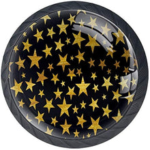 Motivo a stelle dorate nero Pomelli per Porta Set di 4 Pomelli per Mobili Manopole per Cassetti Cucina Armadio Vetro
