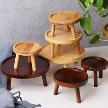 QIEZI Portapiante in Legno per Piante, portafiori in Vaso Portavasi da Giardino Rotondo Espositore per Piante da Interno, Esterno, Espositore per Piante Mid Century Arredamento Rustico