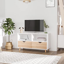 homcom Mobiletto Porta TV in Legno con Design Moderno, 2 Cassetti e 2 Ripiani, Bianco e Color Legno, 99x39x58cm