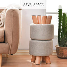 lovehouse Piazza Pouffe Footsgabello,Imbottita Poggiapiedi Pouf Biancheria Imbottito Cuscino Posto A Sedere,Soggiorno Camera Giardino Sgabello Sedia con 4 Legno Gambe Marrone 29x29x25cm