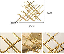 RJJBYY Semplice Moderna Wine Rack Spazzolato Rivestimento dell'oro 12 Bottiglia Magazzinaggio Free Standing espositore 47 Centimetri Desktop Decorazione Geometrica Design Bottle Holder