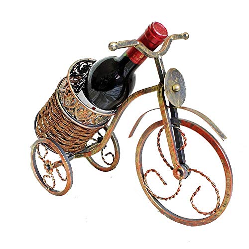 LHQ-HQ Iron & Wine cremagliera moda rattan fatti a mano retrò europeo casa cremagliera del vino in ferro battuto, singola bottiglia di vino controsoffitto piccola cremagliera del supporto della bottig
