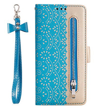 Miagon per Samsung Galaxy S7 Cerniera Cover,Custodia Cover a Libro Flip PU Pelle Borsa in Pelle con Slots per Schede Portafoglio,Blu