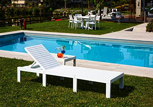 Dmora Lettino modulare da Esterno, Prendisole, Senza Cuscini, Made in Italy, 65x195x78cm, Color Bianco