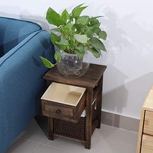 zcyg Comodino Comodini Comodino, 2 Pezzi/Set Comodino in Legno Naturale con Cassetto E Cestino (Marrone)