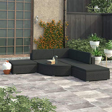 vidaXL Set Divani da Giardino 6 pz con Cuscini Foderati Lavabili Modulare Leggero Elegante Arredi da Esterno in Polyrattan Nero Telaio in Acciaio