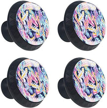 Piume di Boho blu viola rosa dell'acquerello Pomelli per Porta Set di 4 Pomelli per Mobili Manopole per Cassetti Cucina Armadio Vetro