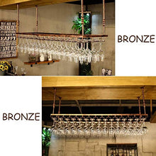 KDMB Porta Bicchieri, portabottiglie da Vino sospeso a soffitto Portabottiglie in Metallo per Bicchieri da Vino Marrone, Dimensioni: L90 * L35cm
