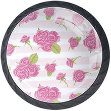Modello di rose rosa con strisce Pomelli per Porta Set di 4 Pomelli per Mobili Manopole per Cassetti Cucina Armadio Vetro