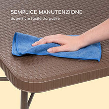 blumfeldt Burgos Family - Tavolo Pieghevole, Tavolo da Giardino, Apetto Rattan, Superficie Tavolo 178x73cm, 6 Persone, Materiali:Polietilene e Acciaio con Rivestimento a Polvere, 13kg, Marrone