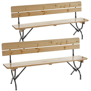 Mendler Set 2X panche Linz per Feste in Giardino terrazza Legno Chiaro Laccato 180cm