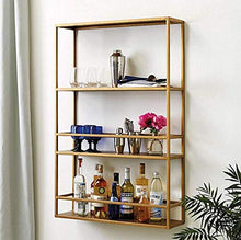 AOLI Mensole Parete attrezzata, Scaffale Ferro Wall Hanging Wine Rack a muro Rack Vino Rosso di vetro Wine Rack Rack display Standol, Nero,Oro