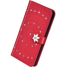 Herbests Cover Huawei Honor 7C/Huawei Y7 2018 Flip Case Custodia Portafoglio in Pelle Cover a Libro Custodia Mandala Brillantini Diamante Strass Case Cover con Funzione Stand,Rosso