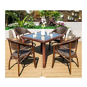 HLZY Tavolo in Vimini in Rattan mobili in Patio e Set Sedia, Arredamento per Esterni Ratan Mobili da Giardino Set Patio Conservatorio Indoor Outdoor per Giardino all'aperto Piscina