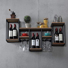 Mensola Portabottiglie in Legno Retrò da Parete in Ferro Decorativo Creativo 106X42X20Cm J1120, HJJ
