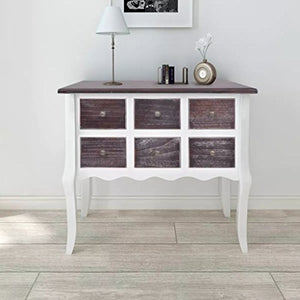 Tiauant - Armadietto per console con 6 cassetti, in legno MDF, pino spazzolino, armadio da ufficio, legno