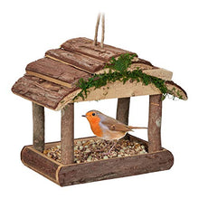 Relaxdays Mangiatoie per Uccelli, Casette in Legno Dispenser di Mangime da Esterno, Decorazione da Giardino, Marrone