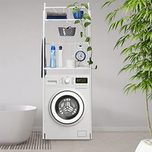 Relaxdays Scaffale Sopra Lavatrice Bianco con 2 Ripiani, Mobile Rialzato, Scaffale per Lavatrice,166,5x59,5x26 cm,bianco