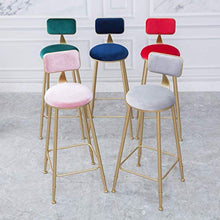 Posto a sedere Sgabello Alto velluto imbottito Bar Sgabello con gambe d'oro ferro Cucina Colazione Dining Chair poggiapiedi contatore Altezza sgabello, Altezza seduta 75cm, Carico massimo 150 kg sgabe