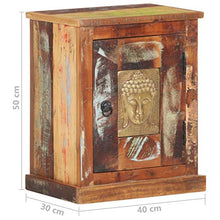 Tidyard Comodino Decorato con Buddha 40x30x50 cm in Legno di Recupero,per Soggioro, Camera da Letto, Industriale,Comodino Camera da Letto