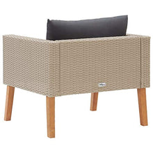 vidaXL Divano da Giardino Singolo con Cuscini Sofà Dormeuse Chaise Longue Poltrona Salotto Esterno Divanetto Canapè Arredo in Polyrattan Beige