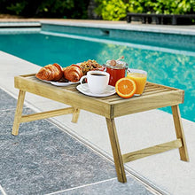 PrimeMatik - Vassoio da Letto 55 x 35 x 5 cm Pieghevole di Teak Certificato