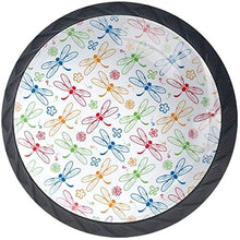Arancia verde blu rossa del modello variopinto floreale della libellula Pomelli per Porta Set di 4 Pomelli per Mobili Manopole per Cassetti Cucina Armadio Vetro
