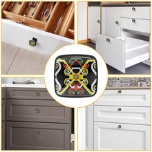 Set di 4 pezzi con maniglia quadrata per armadio da cucina, credenza, cassettiera, cassettiera, con viti, per cucina, comò, armadietto, bagno, armadio vintage astratto geometrico