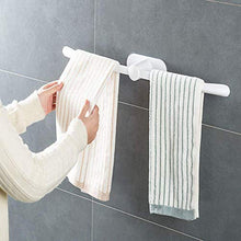 JSF Porta Asciugamani Adesivo, Porta Salviette Parete a Due Bracci 62cm, Appendi Asciugamani Bagno, Anello Portaasciugamani Senza Fori, Barra Cucina Muro Supporto Asciugamano Doccia, Bianco - Plastica