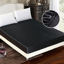 seebesteu Coprimaterasso con Angoli Tencel Seta Silk Raso Satin Antiacaro Anallergico Piazza e Mezza Nero (150 x 200cm)