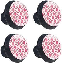 Geometrico Love Hearts Pattern Pink Pomelli per Porta Set di 4 Pomelli per Mobili Manopole per Cassetti Cucina Armadio Vetro