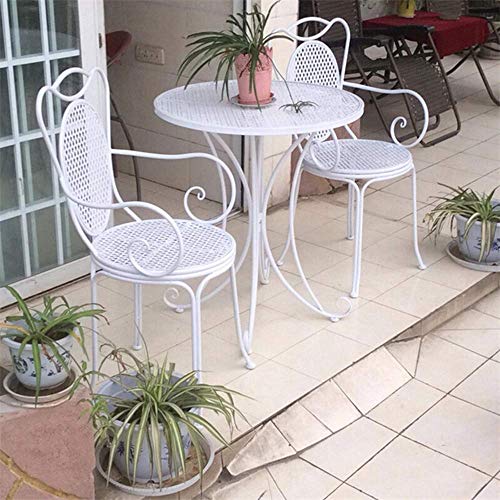 Prodotti Tavolo e Sedia da Giardino per terrazza per Esterni Set 3 Pezzi, Tavolo e Sedia per Il Tempo Libero in Ferro antiruggine Art, Tavolo Rotondo e Sedia con Schienale, per Villa/Balcone/Prato