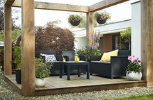 Keter Emma Lounge Set, Mobili da Giardino con Divano 2 Posti, 2 Poltrone e Tavolino, Grafite