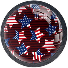 Bandiera USA Stelle rosse blu a strisce Pomelli per Porta Set di 4 Pomelli per Mobili Manopole per Cassetti Cucina Armadio Vetro