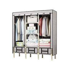 ZHICHUAN Armadio in Tela Doppio Del Cassetto Negozio Di Vestiti Armadi Giocattolo con Piccola Finestra Trasparente Tenda Guardaroba Assemblato Grigio Armadi per Bambini