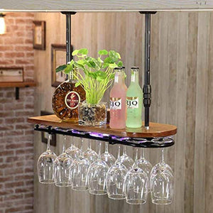 DJSMjbj - Portabicchieri da appendere per bicchieri da vino, con supporto creativo invertito (dimensioni: 60 x 28 cm)