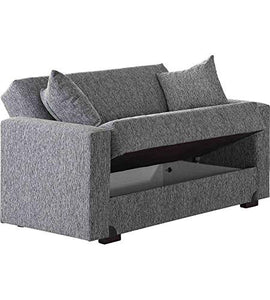 Eurobrico Divano Letto Mali con cassettone e Sistema Clic Clac in Tessuto Keten Colore Grigio (2 POSTI - L160 x H83 x P74.)