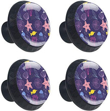 Coral Starfish Jellyfish Conch Purple Pomelli per Porta Set di 4 Pomelli per Mobili Manopole per Cassetti Cucina Armadio Vetro