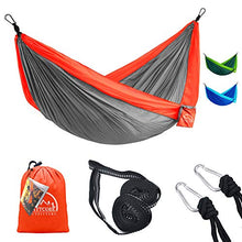 LATTCURE Amaca da Campeggio da Viaggio per 2 Persone Ultraleggera Portatile capacità di Carico 300kg, 270 x140 cm, 2 x Moschettoni 2 x Corde in Nylon, per Esterno Interno Giardino Campeggio,Trekking