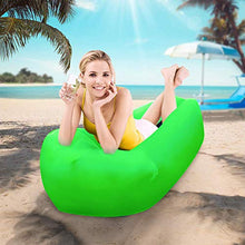 Huou, lettino gonfiabile 2019, divano gonfiabile impermeabile con borsa portaoggetti, amaca con poggiatesta gonfiabile per viaggi, campeggio, piscina e spiaggia (verde)