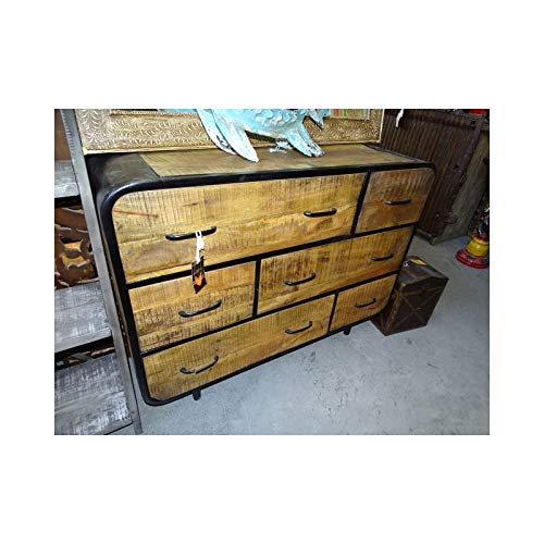 int. d'ailleurs - Cassettiera Industriale a Sei cassetti e Teak Riciclato - PAL404